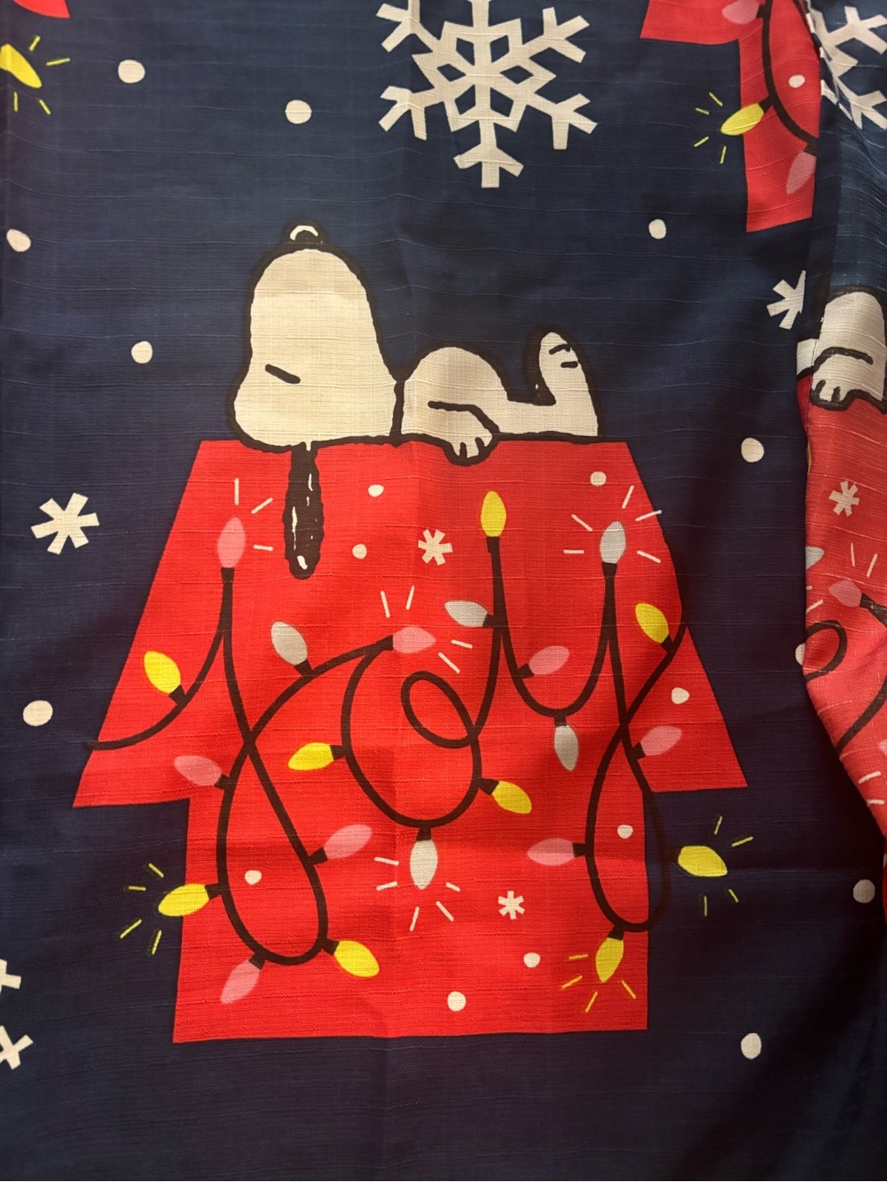 Snoopy Holiday Print Shower Curtain - Navy & Red - Picture 2 of 4